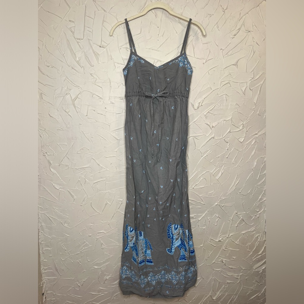 Vintage 60s 70s Hawaiian Maxi Dress Elephant